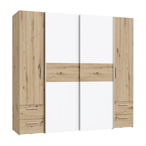 Kleiderschrank Kiyan 1 Weiß 200x191x62 cm Schlafzimmer Schrank, Dämpfungsbeschläge:ohne Dämpfungsbeschläge