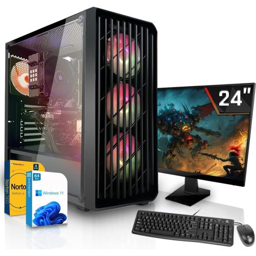 SYSTEMTREFF Büro PC-Set - Ryzen 5 9600X - AMD Radeon Graphics - 16GB DDR5 - 1TB NVMe - 24 Zoll Monitor - Windows 11 Pro - Desktop