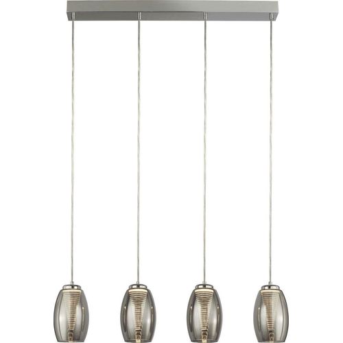LED Pendelleuchte Metall warmweiß 3000 K 655 lm H: max. 150 cm Chrom Rauchgrau länglich Modern Hängelampe