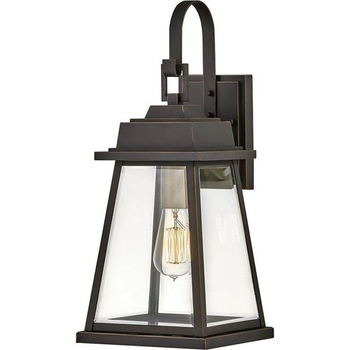 Wandleuchte außen Aluminium Glas E27 IP44 H: 48,8 cm in ölgeriebenes Bronze Vintage Design Außenleuchte Wand