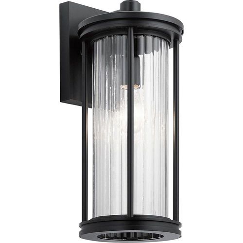Wandleuchte außen Aluminium Glas IP44 40,6 cm hoch Schwarz Vintage Design Außenwandleuchte