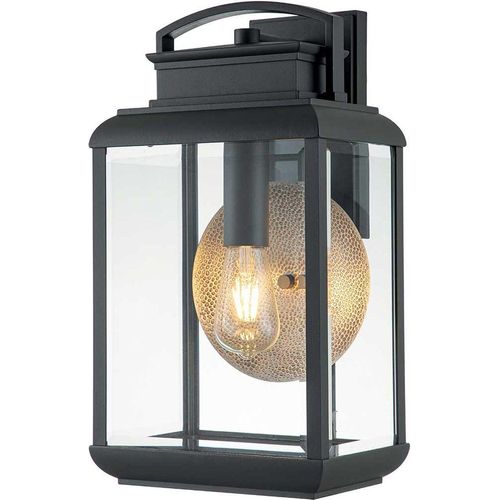Wandlampe außen Glas Aluminium E27 IP44 H: 45,7 cm Graphit Zinn eckig Vintage Design Wandleuchte