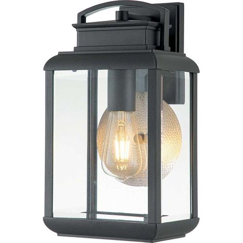 Wandleuchte außen Aluminium Glas E27 IP44 H: 36,8 cm Graphit Zinn eckig Vintage Design Außenleuchte Wand