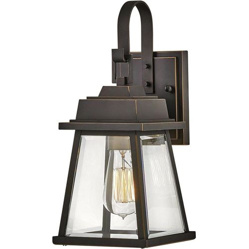 Außenlampe Wand Aluminium Glas E27 IP44 36,2 cm hoch in ölgeriebenes Bronze Vintage Design