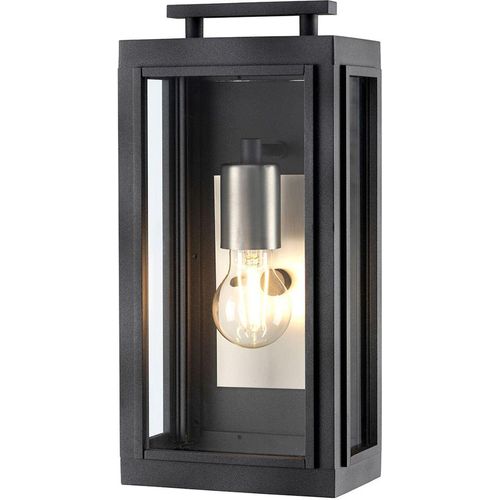Wandlampe außen Aluminium Glas 35,5 cm hoch IP44 Zink Antik Nickel Antik E27 eckig Vintage Außenwandleuchte