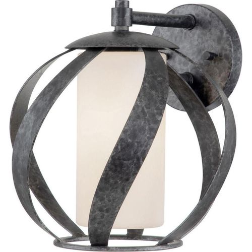 Außenleuchte Wand Metall Glas 28,2 cm hoch IP44 Schwarz Antik Weiß E27 Kugelschirm Modern Außenwandleuchte