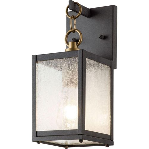 Außenleuchte Wand Aluminium Glas E27 IP44 H: 31,6 cm Zink verwittert Vintage Wandleuchte außen