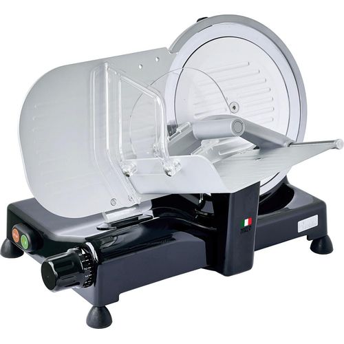 Bikitchen AS2500 Allesschneider Gastro Aufschnittmaschine, schwarz glattes 25cm Hohlschliff Messer