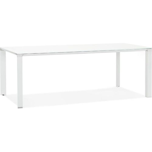 Alterego | Designertisch XLINE | Weißes Einscheibensicherheitsglas 10mm | 200x100x73 cm