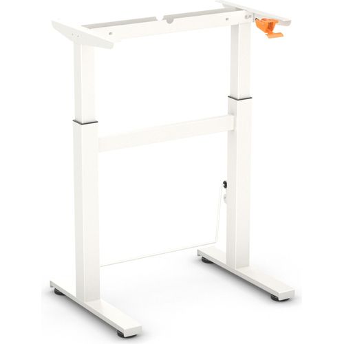 Worktrainer - BouncyDesk Kleiner Höhenverstellbarer Schreibtisch Gestell – Stufenlos höhenverstellbares Gasfeder-Schreibtischgestell - Höhe 69-106 cm - Breite 65 cm - Weiß - Mit Fußschaukel