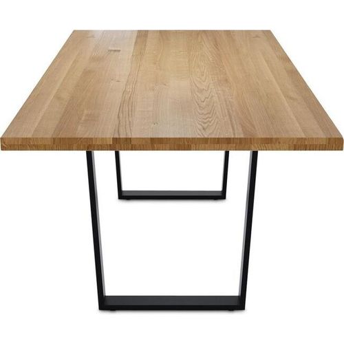 Esstisch Jakarta 220x100 Wildeiche mit gerader Kante und Metallkufen