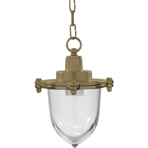 Außenlampe Messing massiv Glas E27 IP44 D: 19 cm rund H: max. 74 cm in Maritim Hängelampe außen