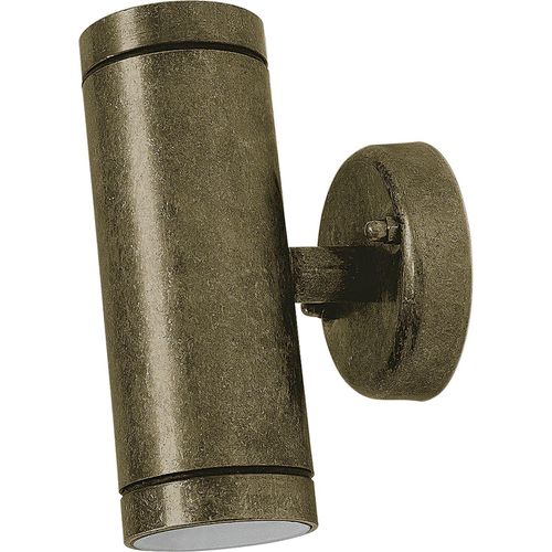 Außenwandleuchte Messing Glas Up Down 16,5 cm hoch IP44 in verwittert GU10 2-flammig Modern Außenleuchte Wand