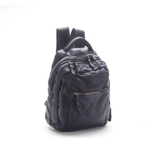 BZNA Bernd Blau Rucksack Backpacker Designer Uni Lederrucksack