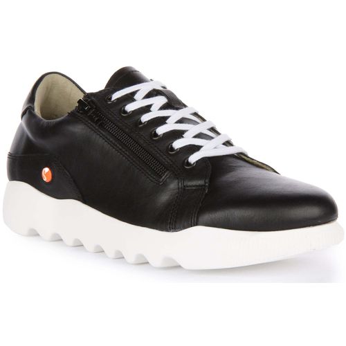 Softinos Whiz Smooth Damen Schnürlederturnschuhe in Schwarz – 4 Großbritannien - 37 EU - 6,5-7 US / Schwarz