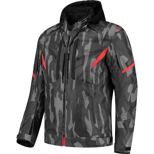 Rusty Stitches Dylan Wasserdichte Motorrad Textiljacke, schwarz/grau/rot, 4XL