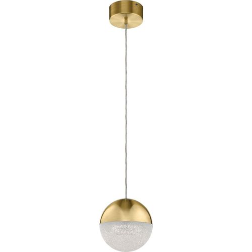 Hängelampe Aluminium LED Dimmer Ø 20 cm H: max. 180 cm in Creme-Gold Weiß Kugel Schirm rund 3000 K warmweiß