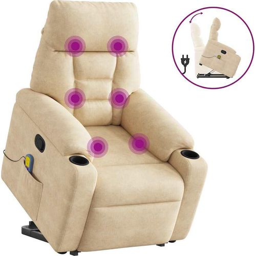 Massagesessel mit Aufstehhilfe Creme Mikrofasergewebe