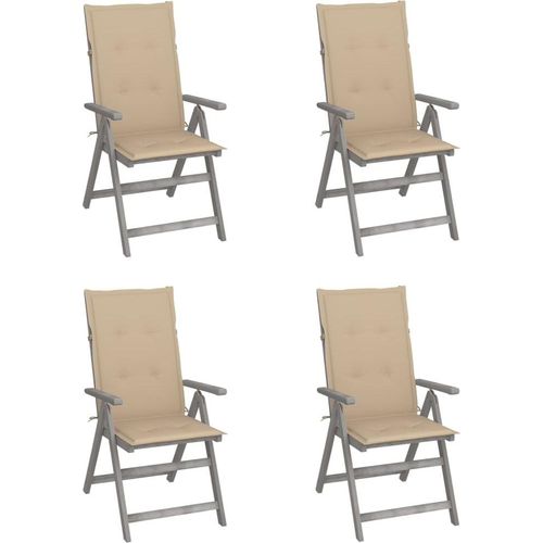 Hochlehner Verstellbar 4 Stk. mit Auflagen Massivholz Akazie