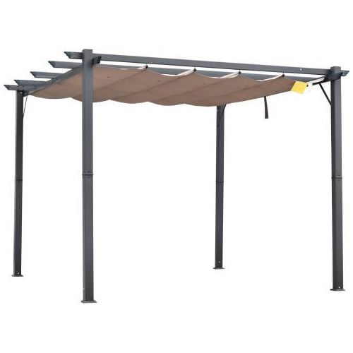 Pergola Pavillon 3x3x2.23 cm Kaffeebraun Kohlegrau Terrassenueberdachung Aluminium Gartendach Schiebedach