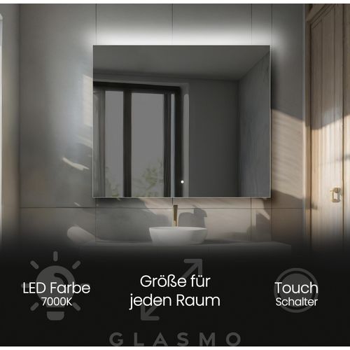 Badspiegel mit LED Beleuchtung 110x70 cm Josie - Horizontal Rechteckiger Spiegel mit Beleuchtung - Kaltweiß 7000K - Badezimmerspiegel Lichtspiegel mit Touch Schalter Image