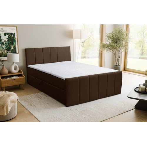 VENASI CLAUDINE Boxspringbett 180x200 mit 2 Bettkasten H2/H3 Matratze BRAUN Cosmic 800