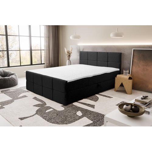 VENASI DORIS Boxspringbett 160x200 mit 2 Bettkasten H2/H3 Matratze SCHWARZ Cosmic 100