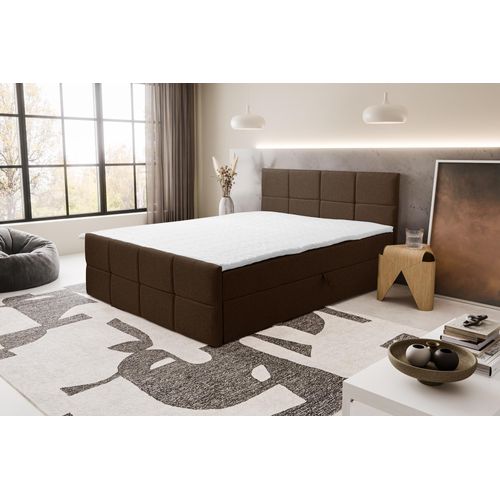 VENASI DORIS Boxspringbett 140x200 mit 2 Bettkasten H2/H3 Matratze BRAUN Cosmic 800