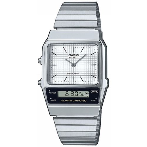 Chronograph CASIO VINTAGE, silber (silberfarben, weiß), Armbanduhren, Damen, Quarzuhr, Armbanduhr,Damenuhr,Herrenuhr,Digitaluhr, Edelstahlarmband