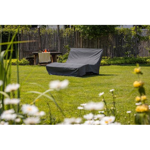 Waldsofa Classic mit Auflage, Kissen und Schutzhülle, WPC-Latten, Wellenliege