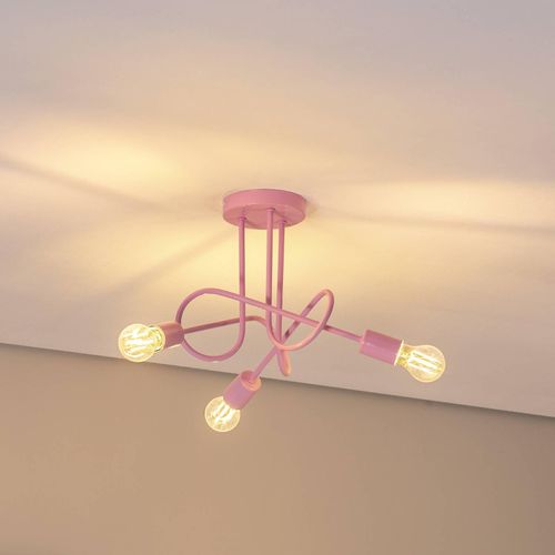 Deckenleuchte Oxford, hellrosa, Ø 44 cm, Metall, 3-flammig