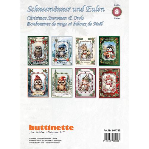 3D-Bastelmappe "Schneemänner und Eulen", für 8 Karten