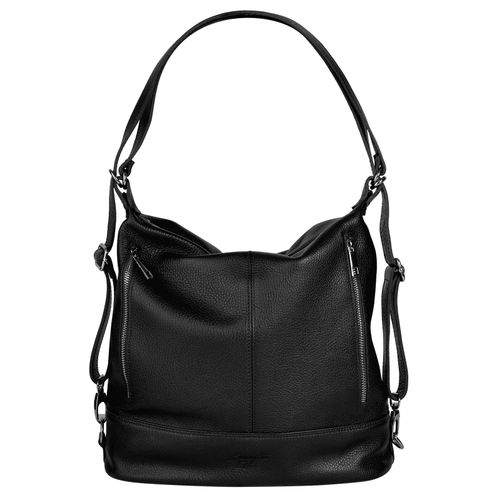 Cityrucksack SAMANTHA LOOK, Gr. B/H/T: 34cm x 31cm x 15cm, onesize, schwarz, Rindsleder, Leder, casual, Rucksäcke, echt Leder, Made in Italy
