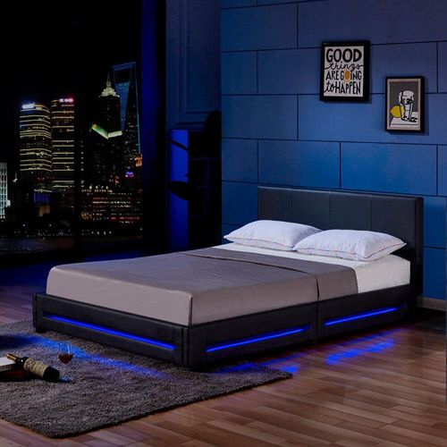 LED Bett ASTEROID - Farbe:schwarz, Größe:140 x 200 cm
