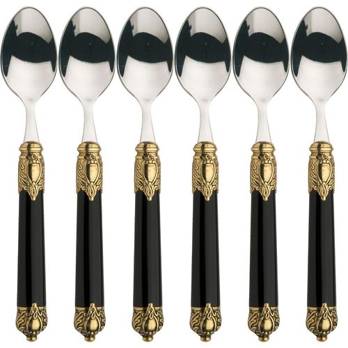 BUGATTI Teelöffel Kaffeelöffel 6er SET Löffel Edelstahl RINASCIMENTO Gold Black