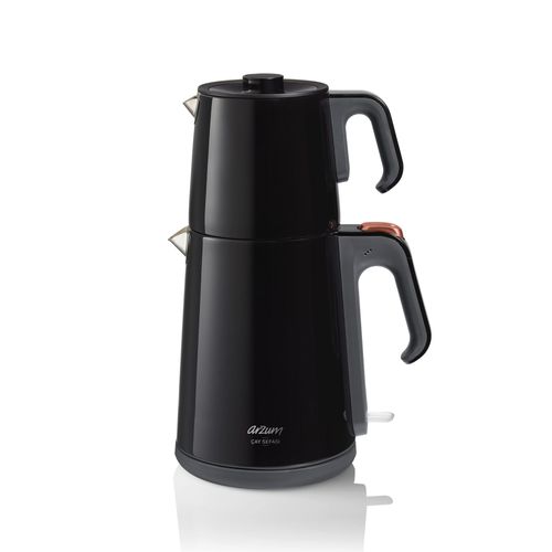 Arzum Cay Sefasi Teemaschinen, Elektrischer Türkischer Teekocher, 1650W Leistung, 1,2L Teekanne, 1,8L Wasserkocher, Edelstahl, Warmhaltefunktion, Tro