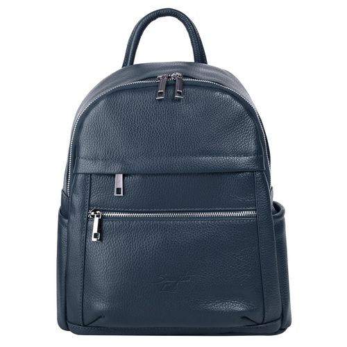 Cityrucksack SAMANTHA LOOK, Gr. B/H/T: 24cm x 30cm x 9cm, onesize, blau, Rindsleder, Leder, casual, Rucksäcke, echt Leder, Made in Italy
