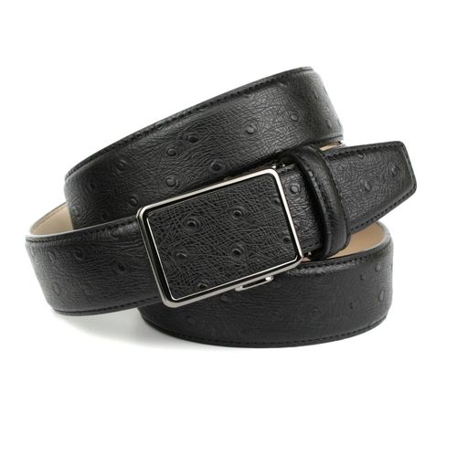 Ledergürtel ANTHONI CROWN, Damen, Gr. 85, schwarz, Leder, gemustert, Gürtel, mit Straußen-Prägung