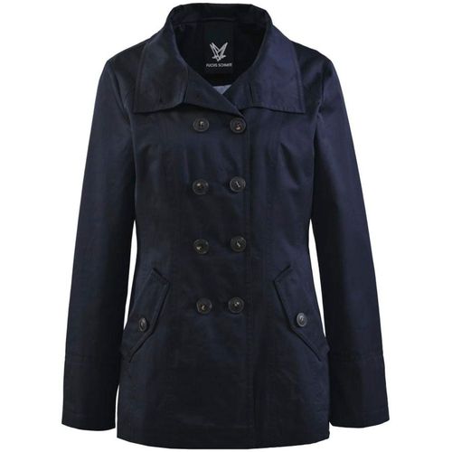 Cabanjacke FUCHS SCHMITT, Damen, Gr. 46, blau (marine), Web, Obermaterial: 58% Baumwolle, 42% Polyester, unifarben, clean, modisch, normal Po-bedeckend, Langarm, Jacken, mit Pattentaschen