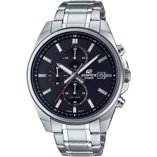 Chronograph CASIO EDIFICE, silber (schwarz, silberfarben), Armbanduhren, Herren, Quarzuhr, Armbanduhr,Herrenuhr, Edelstahlarmband,bis 10bar wasserdicht