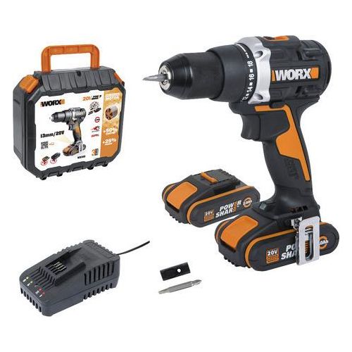 Akku-Bohrschrauber WORX Nitro 20V 60Nm WX102, Brushless Motor, inkl. Koffer, 2 x 2Ah Akku und Ladegerät