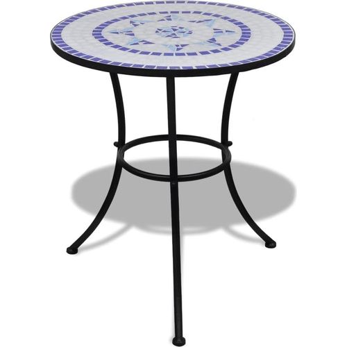 Bistrotisch Blau und Weiß 60 cm Mosaik