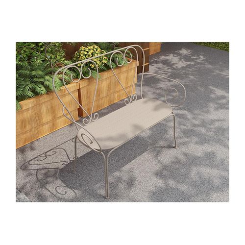 Gartenbank - Metall in Eisenoptik - Beige - GUERMANTES von MYLIA