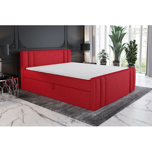 Boxspringbett ALF 200 x 200 mit 2 Bettkästen, Bonell-Matratze und Topper. Farbe: Rot