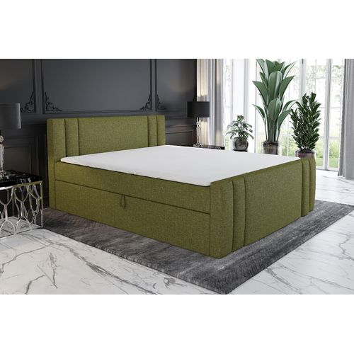 Boxspringbett ALF 120 x 200 mit 2 Bettkästen, Bonell-Matratze und Topper. Farbe: Grün