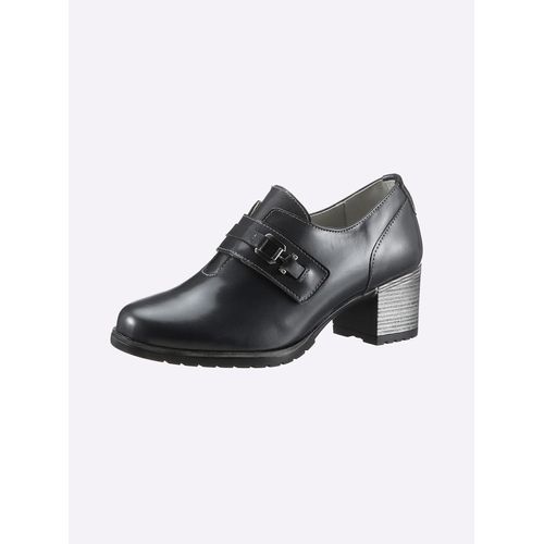 Hochfrontpumps HEINE, Damen, Gr. 41, grau (grau, metallic), Leder, Glattleder, Lackleder, Rindsleder, modisch, Schuhe