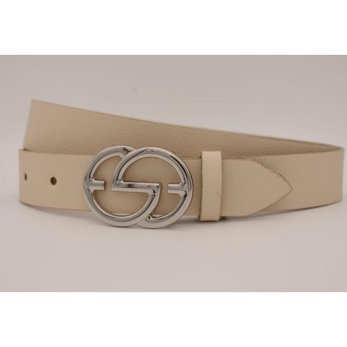 Ledergürtel ANNAMATONI, Damen, Gr. 100, beige (sand), Rindsleder, unifarben, casual, Gürtel, mit silberner Schließe