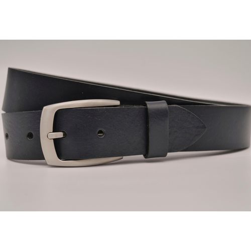 Ledergürtel ANNAMATONI, Damen, Gr. 105, blau (marine), Rindsleder, casual, Gürtel, mit silbener Schließe