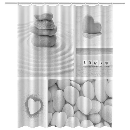 Duschvorhang ADOB, grau (weiß, grau), B:180cm H:200cm, Polyester, Duschvorhänge, Höhe 200 cm