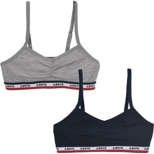Bustier LEVI'S KIDS, Mädchen, Gr. S (116/134), N-Gr, blau (grau, meliert, marine), Obermaterial: 95% Baumwolle, 5% Elasthan. Graumeliert (Obermaterial): 57% Baumwolle, 38% Polyester, 5% Elasthan, meliert, unifarben, körpernah, BHs, for GIRLS